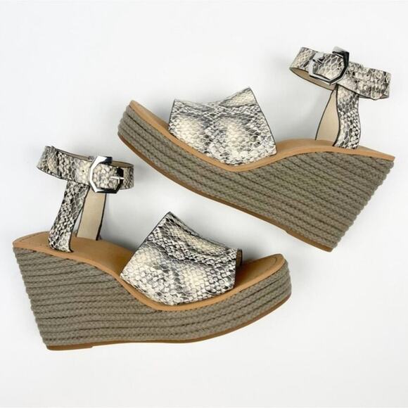 Louise Et Cie Paley Snakeskin Platform Wedge Espadrille Sandals size 42 10 us - Picture 2 of 14